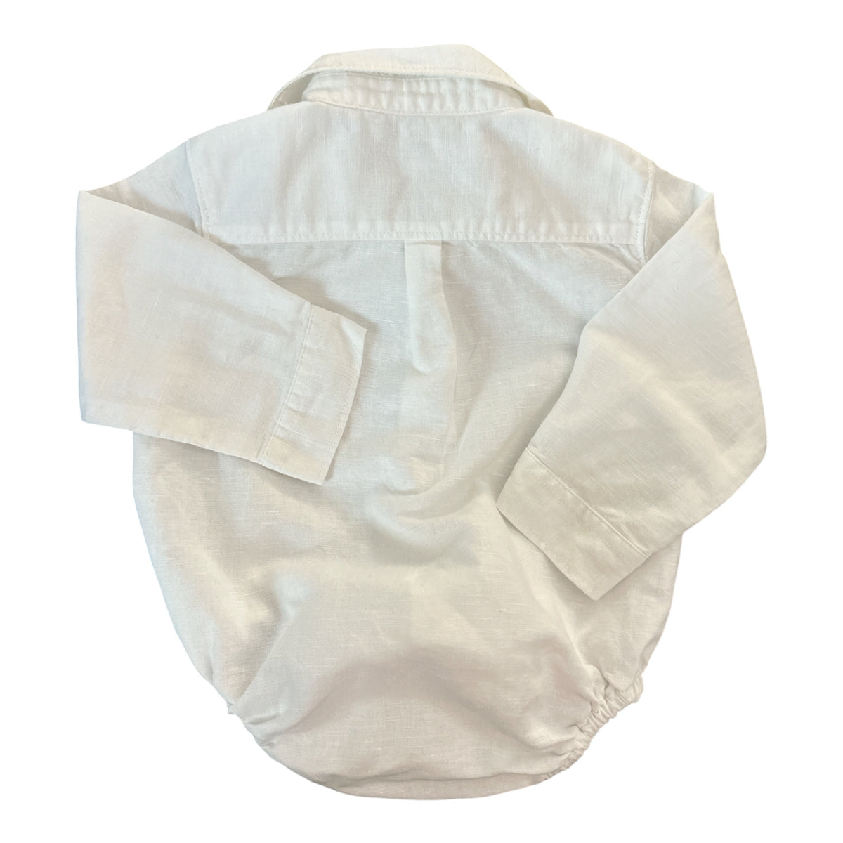 Janie and Jack Baby Boys' Linen-Cotton Blend White Button-Down Bodysuit 12-18mo.