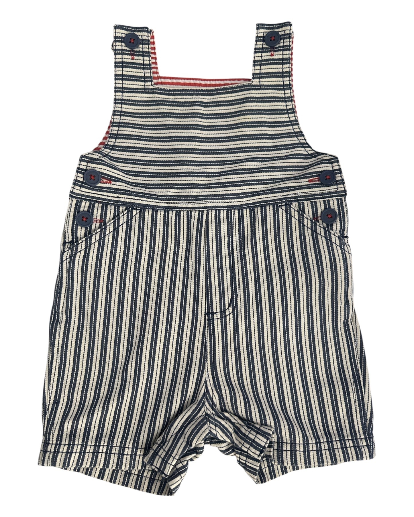Hanna Andersson Striped Short Overalls 6-12mo