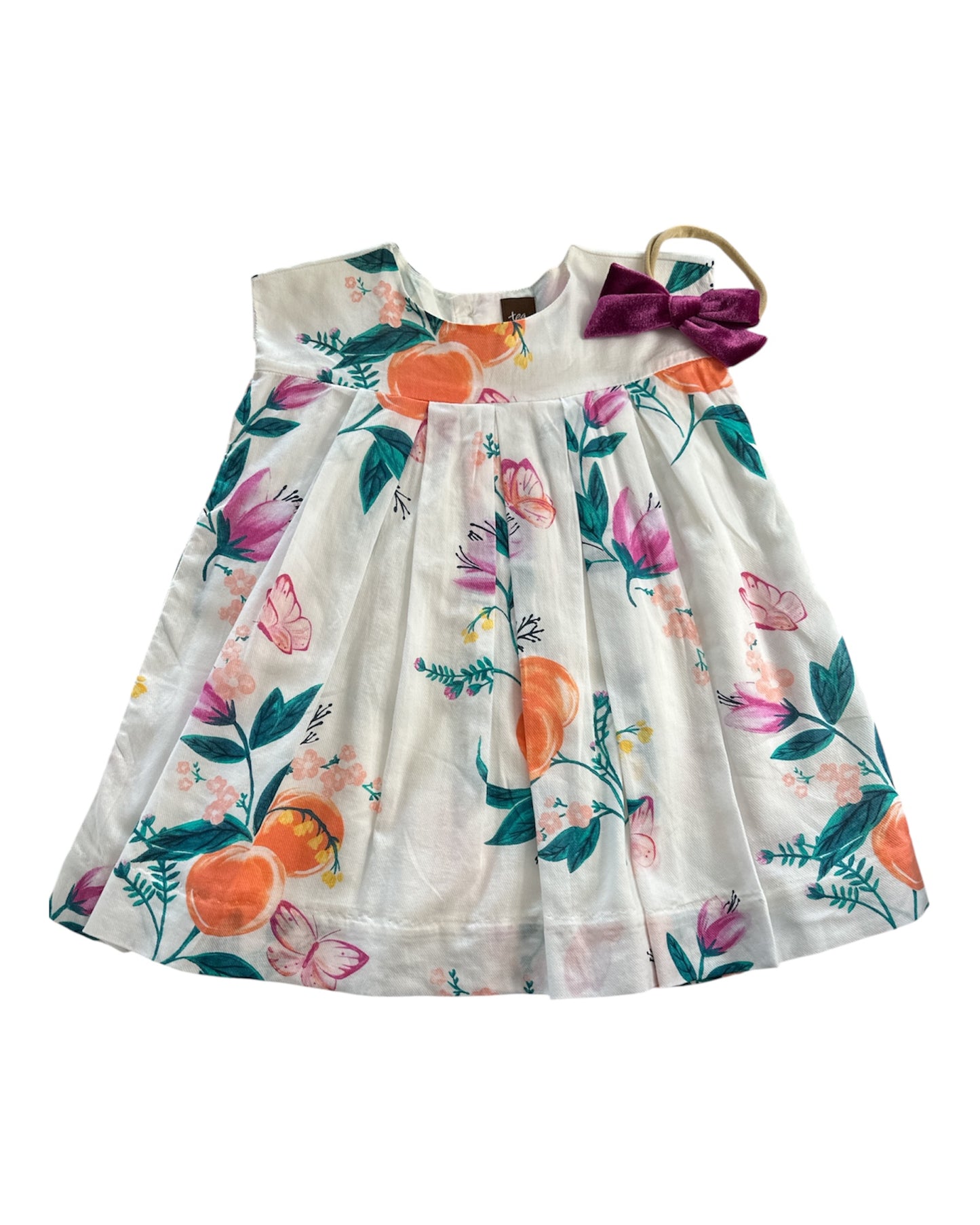 Tea Peach Blossom Dress & Bow 12-18mo