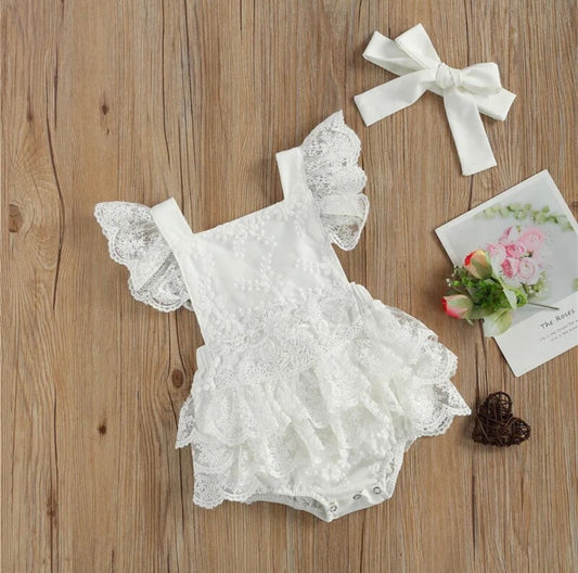 Lace Romper and Headband Set