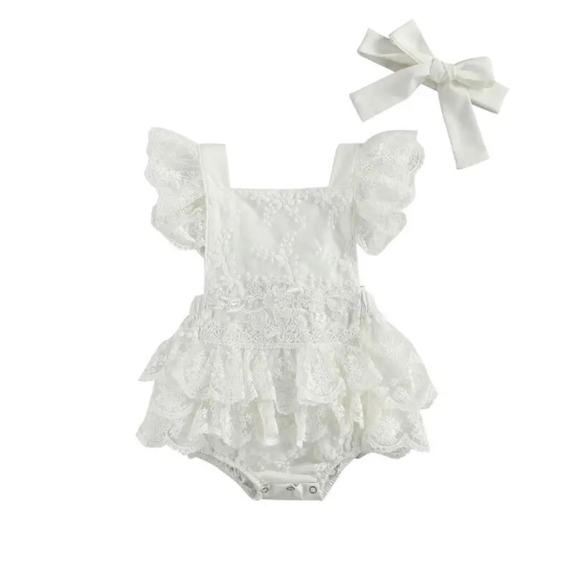 Lace Romper and Headband Set