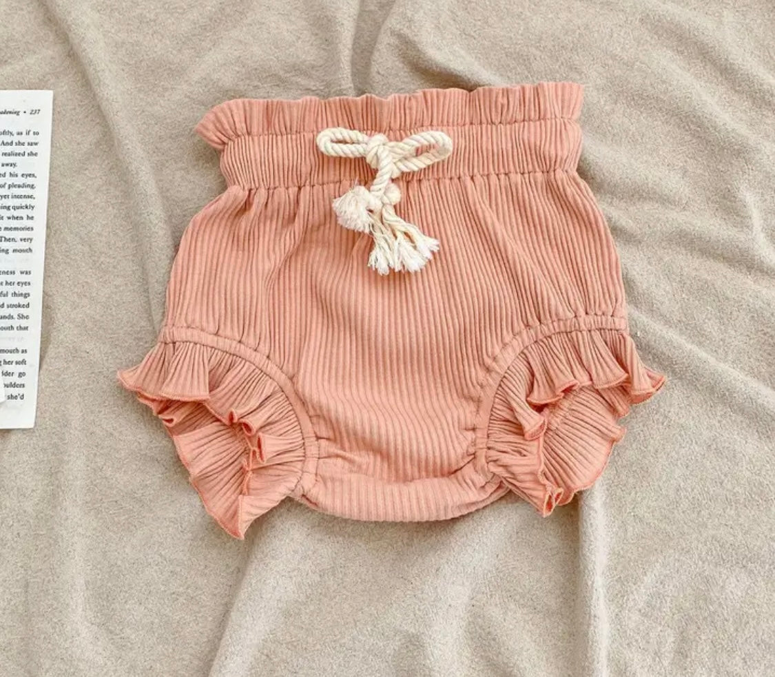 Ribbed Ruffled Bodysuit and Shorts