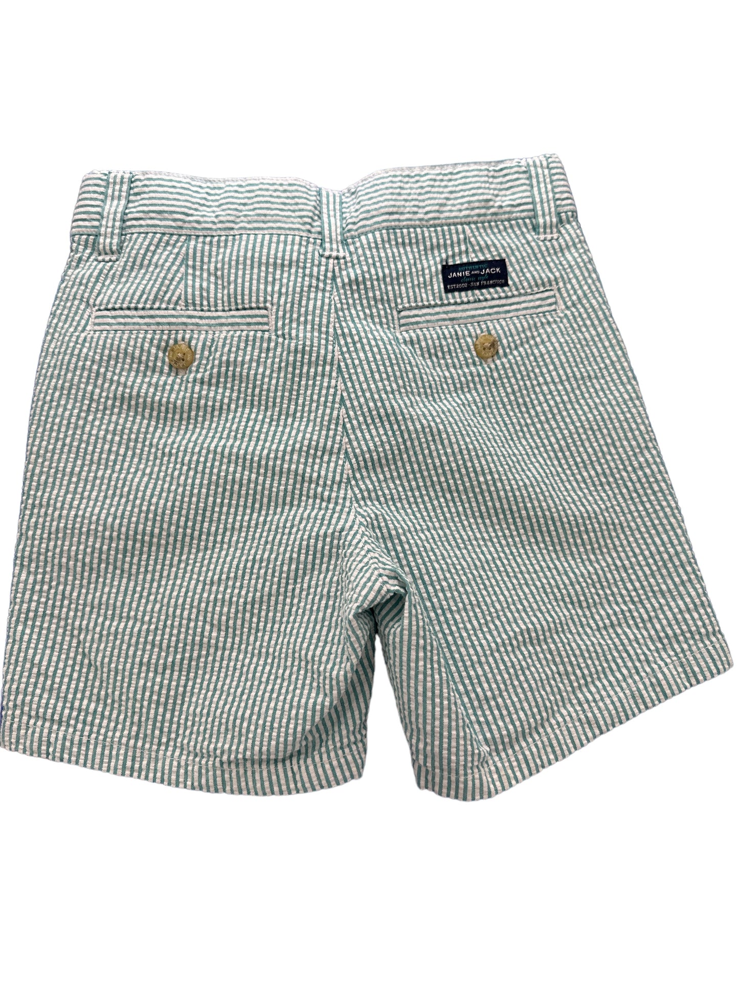 Janie & Jack Boy Seersucker Shortsshorts green /white sz 4