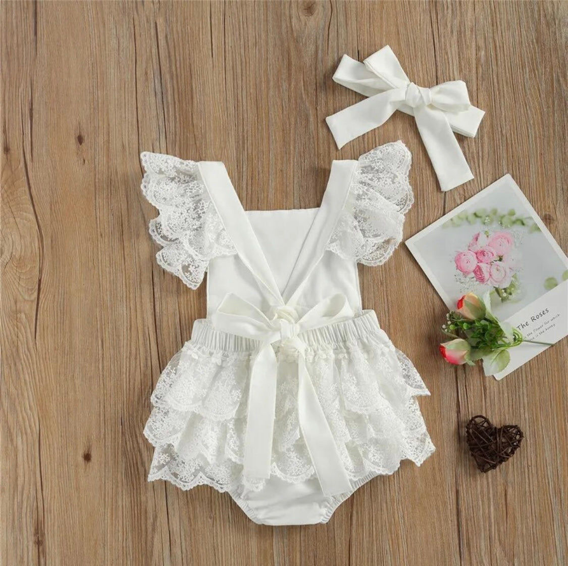 Lace Romper and Headband Set