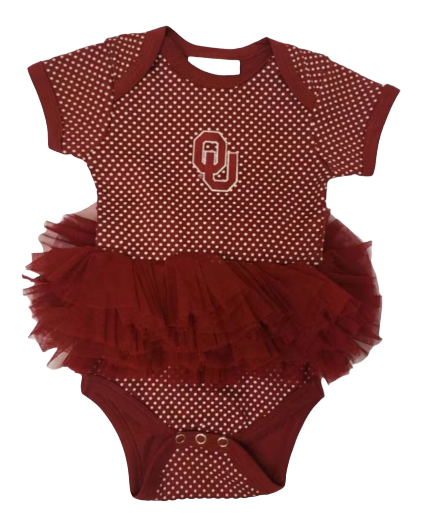 Oklahoma Sooners Baby Crimson Pin Dot Bodysuit