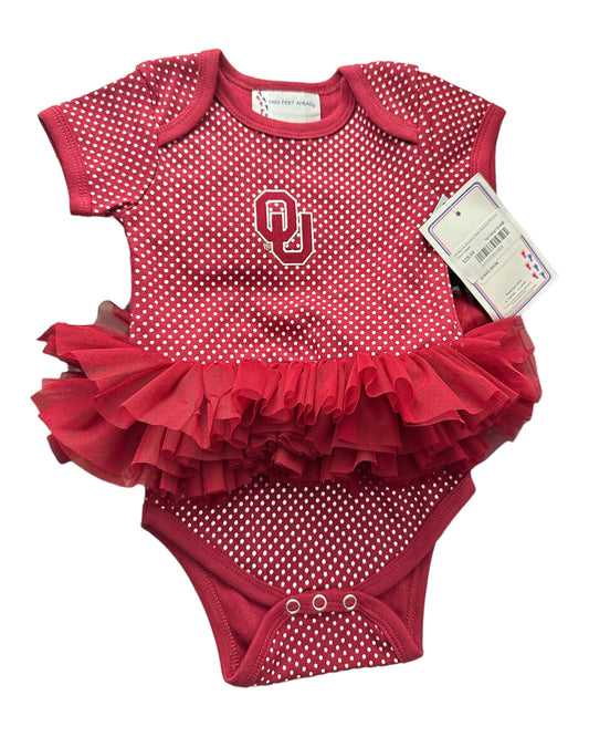 Oklahoma Sooners Baby Crimson Pin Dot Bodysuit